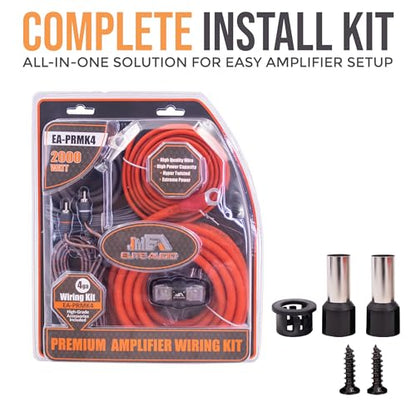 Elite Audio 4 Gauge Amplifier Wiring Kit, 2000W CCA Amp Install Kit – EA-PRMK4 - size: 4 Gauge (Mini-ANL)