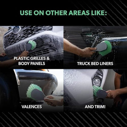 Chemical Guys ACCG08 Wheelie All Exterior Surface and Wheel Brush (Safe for Cars, Trucks, SUVs, RVs, Motorcycles, & More) Green (Pack of 12) - size: (Pack of 12), style: Wheelie
