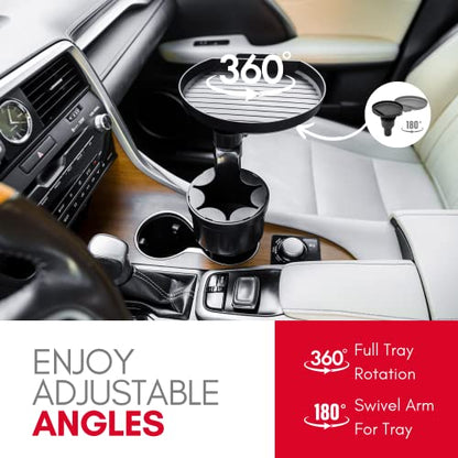 Macally Car Cup Holder Tray and Cup Holder Expander with Phone Slot - Enjoy Your Meal - 9" Car Food Tray Table and Drink Holder for Yeti, Hydroflask, etc. - size: Pro