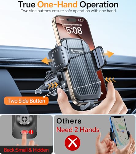 Romuto Car Phone Holder Mount【Windshield+Vent+Dash】Suction Cup Phone Holders for Your Car Phone Mount, Cell Phone Car Mount for Truck Stand Dashboard car mount for iPhone 16 15 Pro Max (Carbon fiber) - color: Carbon fiber