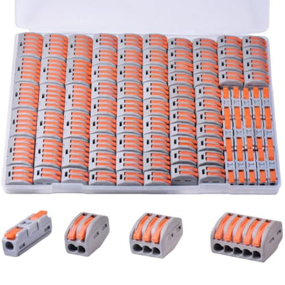 90PCS AVARBUVO Lever Wire Connectors, Quick Wire Connectors Push-in, 2/3/5 Port Combination Kit with 1 in 1 Out Inline Terminals for Splicing 28-12 AWG - size: 90PCS