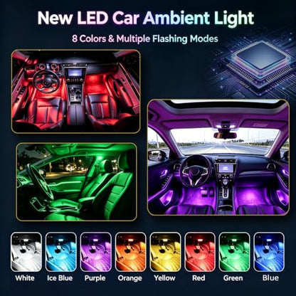 2026 Upgraded 4LEDs 6-Pack Wireless Strobe Lights for Car Interior Ambiance