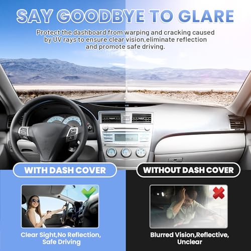 Sunsdrew Black Dash Cover for 2007-2011 Toyota Camry Dashboard Cover Mat - size: 07-11 Toyota Camry Dash Cover