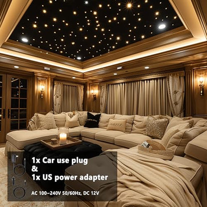 Starlight Headliner Kit 550 Piece Twinkle 0.03in*9.8ft/0.75mm*3m, 16W Starlight Headliner Music/Voice Activated Star Lights for Car, VASTFIRE RGBW Starlights for Theater Game Bed Room Ceiling - size: Twinkle 550pcs 0.03in (9.8ft/3m) 16W