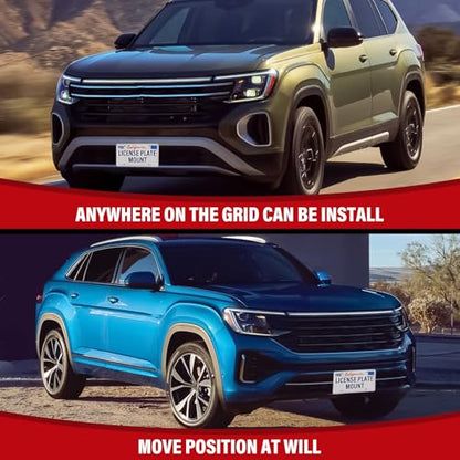 No Drill Front License Plate Frame Fits Volkswagen Atlas 2018-2026