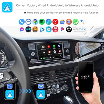 2IN1 Wireless CarPlay Android Auto Adapter for Apple iPhone ＆ Android (2025-2026 Upgrade), Convert Original Wired to Wireless CarPlay Adapter USB Dongle, Plug & Play, Fast Stable Connection