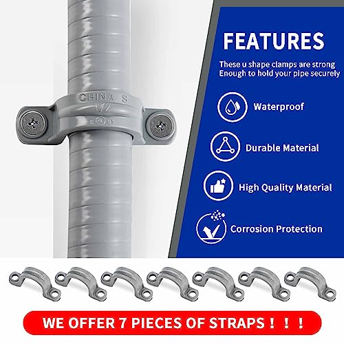 (1/2" Dia * 25 Feet) Yariwiz Flexible Electrical Conduit Liquid Tight PVC Conduit Kit with 3 PCS Coupling, 3 PCS Elbow and 7 PCS Strap, Sealtight Seal Flex Liquidtight Wire Outdoor Non Metallic Grey - style: 1/2"-25ft Kit-Grey