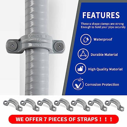 (1/2" Dia * 25 Feet) Yariwiz Flexible Electrical Conduit Liquid Tight PVC Conduit Kit with 3 PCS Coupling, 3 PCS Elbow and 7 PCS Strap, Sealtight Seal Flex Liquidtight Wire Outdoor Non Metallic Grey - style: 1/2"-25ft Kit-Grey