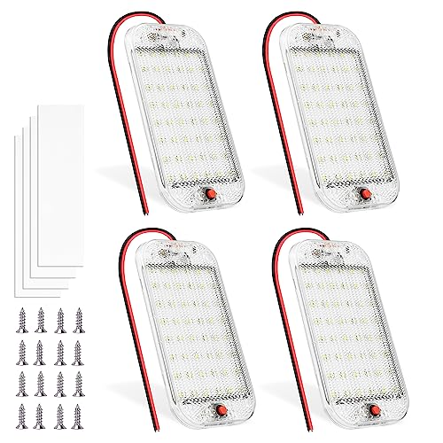 MERTTURM Dome Light for RV Interior, 48LED 800LM Ultra Bright 12 Volt LED White Lights, RV Ceiling Light with Switch Control, Ideal for Car Van Truck Camper Lorry Motorhome Boat(4 Pack) - size: 48LED-4 PACK