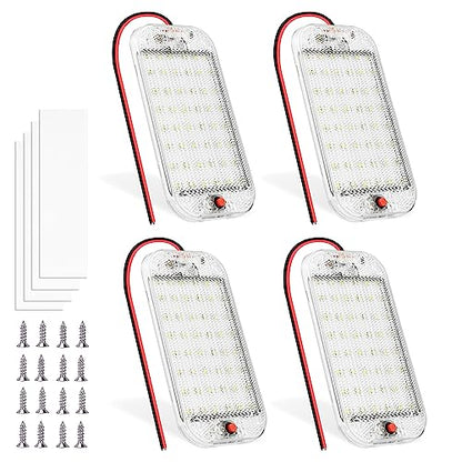 MERTTURM Dome Light for RV Interior, 48LED 800LM Ultra Bright 12 Volt LED White Lights, RV Ceiling Light with Switch Control, Ideal for Car Van Truck Camper Lorry Motorhome Boat(4 Pack) - size: 48LED-4 PACK