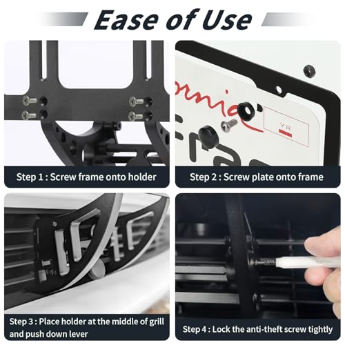 2023-2017 Model 3 License Plate Mount, Height-Adjustable & NO Drilling Front License Plate Holder with Anti Theft Features - size: 2017-2023 Model 3