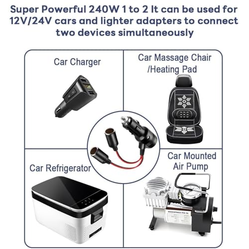 2 Way Car Cigarette Lighter Socket Splitter Accessory with Switch DC 12V-24V Chargers Adapter LED