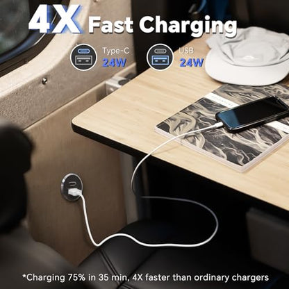 Aluminum 12V USB Outlet, Dual Port Fast Charging Car Charger - color: Small Version*2