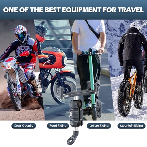 Motorcycle Phone Clip Kit, for 8-10mm Screw/Mirror Install, Anti-Theft Double Socket Arm/25mm Ball Top and Base, Suitable for Width of 2.56-3.74" Phone (KPS-04)