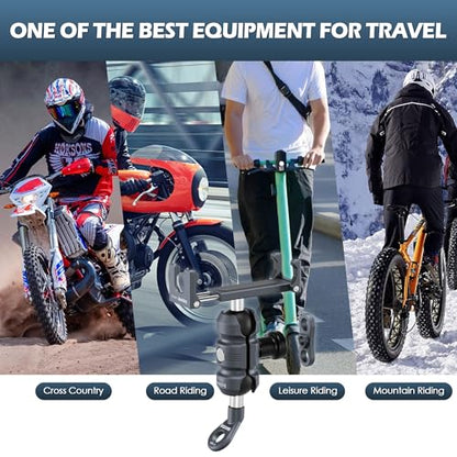 Motorcycle Phone Clip Kit, for 8-10mm Screw/Mirror Install, Anti-Theft Double Socket Arm/25mm Ball Top and Base, Suitable for Width of 2.56-3.74" Phone (KPS-04)