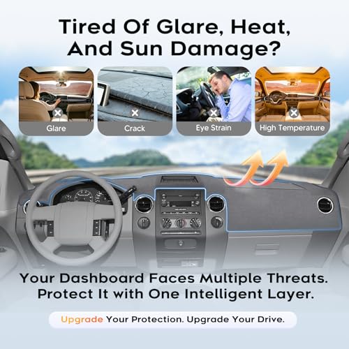 CARTIST Gray Dash Cover for 2004-2008 Ford F150/Lincoln Mark LT Accessories|Premium Anti-Glare UV Protection Non-Slip Silicone Dashboard Cover Mat - color: 4)04-08 F-150(Gray)