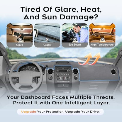 CARTIST Gray Dash Cover for 2004-2008 Ford F150/Lincoln Mark LT Accessories|Premium Anti-Glare UV Protection Non-Slip Silicone Dashboard Cover Mat - color: 4)04-08 F-150(Gray)