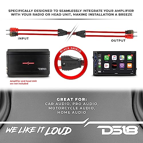 DS18 R16 RCA Cable Ultra Flex 16 Feet - 2-Male to 2-Male Stereo Audio Cables, 2RCA Male to 2RCA Male Stereo Cable for Home Theater, HDTV, Amplifiers, Hi-Fi Systems, Car Audio, Speakers. (16ft / 4.8m) - size: 16 Feet