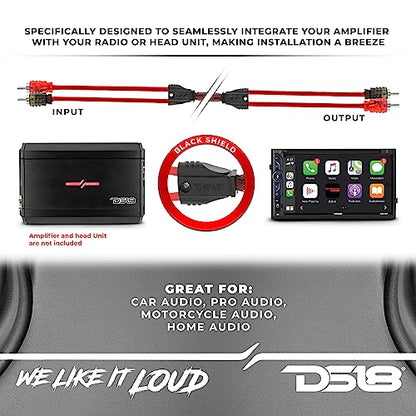 DS18 R16 RCA Cable Ultra Flex 16 Feet - 2-Male to 2-Male Stereo Audio Cables, 2RCA Male to 2RCA Male Stereo Cable for Home Theater, HDTV, Amplifiers, Hi-Fi Systems, Car Audio, Speakers. (16ft / 4.8m) - size: 16 Feet