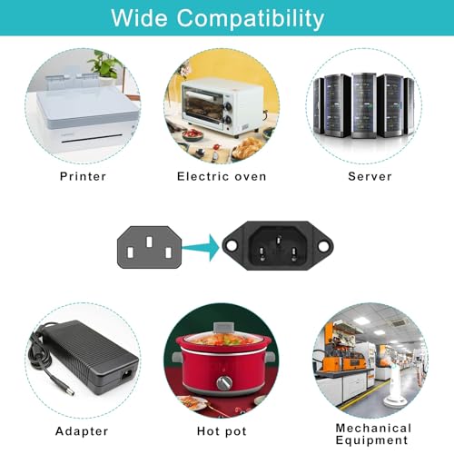 6FT Replacement Computer Monitor Power Cord - Low Profile Flat Plug NEMA 5-15P to Right Angle C13 Power Cord, 13A 125V, 16AWG, Black Replacement Printer/TV/PC 3 Prong AC Power Cord - size: 6FT