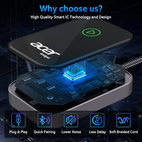 acer CarPlay Wireless Adapter for Apple — iPhone Wireless Apple CarPlay Wireless Adapter Upgrade Wired CarPlay to Wireless for Seamless Music Navigation Calls and Messages