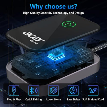 acer CarPlay Wireless Adapter for Apple — iPhone Wireless Apple CarPlay Wireless Adapter Upgrade Wired CarPlay to Wireless for Seamless Music Navigation Calls and Messages