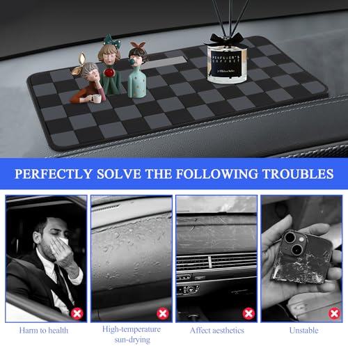 Wuyaoyao 2PCS Car Dashboard Anti Slip Mat, 12.2"×8.3" Non-Slip Dashboard Sticky Pad, PVC Car Dash Gripping Mat, Multifunctional Auto Grip Mat for Phones Sunglasses Keys Electronic Devices (Gray) - color: Gray