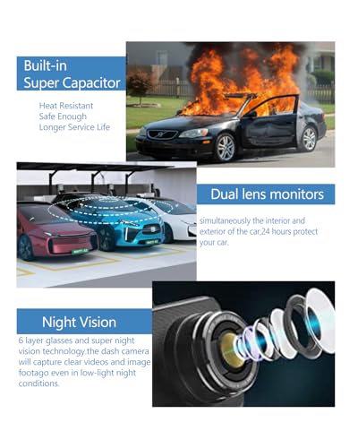 1080P Front and Rear Dash Cam, 3-in IPS Car Cam W/32GB Card - size: A16 Dash Cam Front and Rear