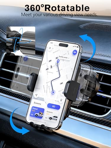 Wireless Car Charger, 15W Fast Charging Auto-Clamping Phone Holder Phone Mount【Windshield+Vent+Dash】 Car Accessories for Women Men fit for iPhone 17 16 15 14 13 12 Pro Max 11 XR XS, Samsung Galaxy - color: Black