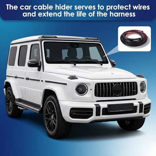 2 PCS Total 13.12 Ft Windshield Wire Hider for Car - Black PVC Side Opening Cable Cover to Hide Wires on Roof Rack, Light Bar, Dome Light & More - Universal Car Wire Hider(Each 6.56 Ft) - size: 13.12 Ft