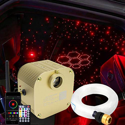 AZIMOM Bluetooth Control 16W Twinkle Fiber Optic Lights Star Ceiling Lighting Kits Mixed 430pcs 9.8ft Fiber Strands Remote RGBW Sound Activated Light Engine Car Home Indoor Ceiling Lighting Décor - size: Star+430pcs*(0.03+0.04+0.06)in*9.8ft