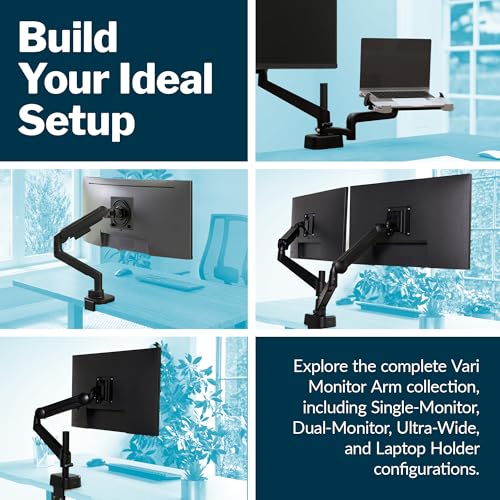 Vari Dual Monitor Arm Series 2 – VESA Compatible Monitor Mount for 2 Screens (27” & 19.8 lbs Each)– Adjustable 360° Rotation, Cable Management. Ergonomic Height Adjustment - size: Dual-Monitor Arm