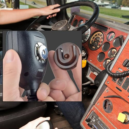 HYS Cb Radio Mic Hang Up Clip with Adhesive Back, Mic Hanger Car Microphone Holder Clip for Mobile Radio Mic/CB mic Holder/Handheld Marine Mic with with Round Knob (Brown)