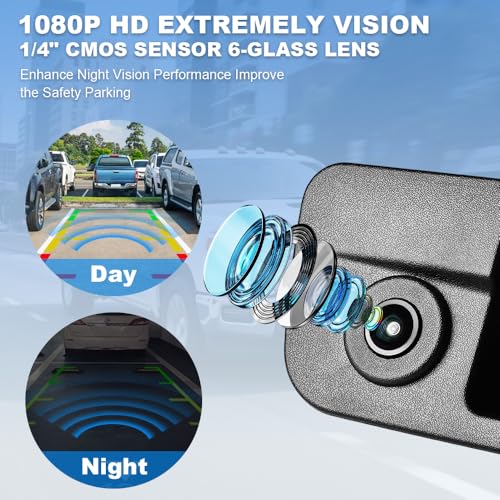 68044904AG Rear Tailgate Handle Backup Camera Compatible with 2010-2018 Dodge Ram 1500 2500 3500 Rear View Reverse Back Up Camera RCA Connector with Key Hole, Black