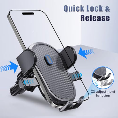 Car Vent Phone Mount, Universal Cell Phone Holder for Car [Upgraded Vent Clip Never Fall Off] Hands Free Air Vent Phone Holders for Your Car,Phone Stand for iPhone and Other Smartphones - color: Black