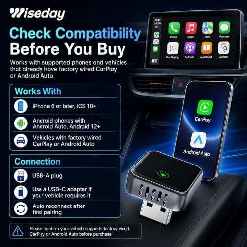 Mini WiFi 7 Wireless CarPlay & Android Auto Adapter for Wired Cars