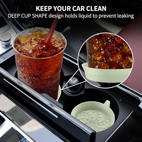 ME.FAN Car Cup Coasters [4 Pack] Silicone Cars Coasters - Universal Non-Slip Recessed Interior Accessories - Cup Holder Inserts Desert Sage - color: 4pack-desert Sage
