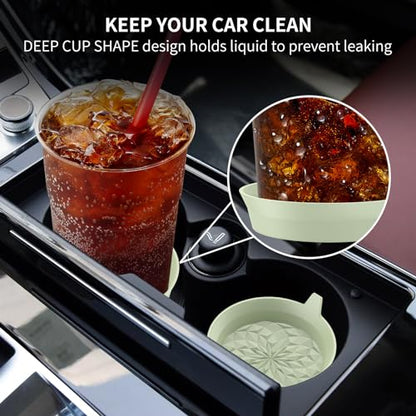 ME.FAN Car Cup Coasters [4 Pack] Silicone Cars Coasters - Universal Non-Slip Recessed Interior Accessories - Cup Holder Inserts Desert Sage - color: 4pack-desert Sage