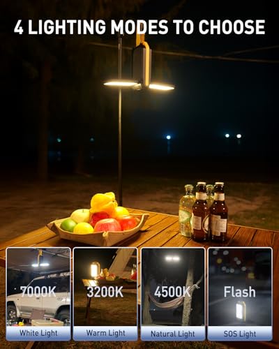 AUXITO Jump Starter: 6000A Car Portable-Battery Jumper Box with 4000LM LED Outdoor Camping Light and Power Bank Function, Up to 10.5L Gas and 10L Diesel Engines, USB Ports and Jumper Cable Included - size: 6000 A