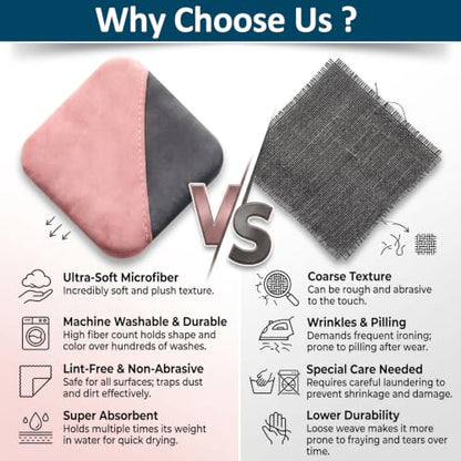 Car Screen Cleaner, 4.1''×4.1'' Microfiber Dashboard Wipes, Car Wipes Interior Cleaning, Square Cars Screen Wipe, Square Cleaner Tool for Dashboard LCD Display (Pink)