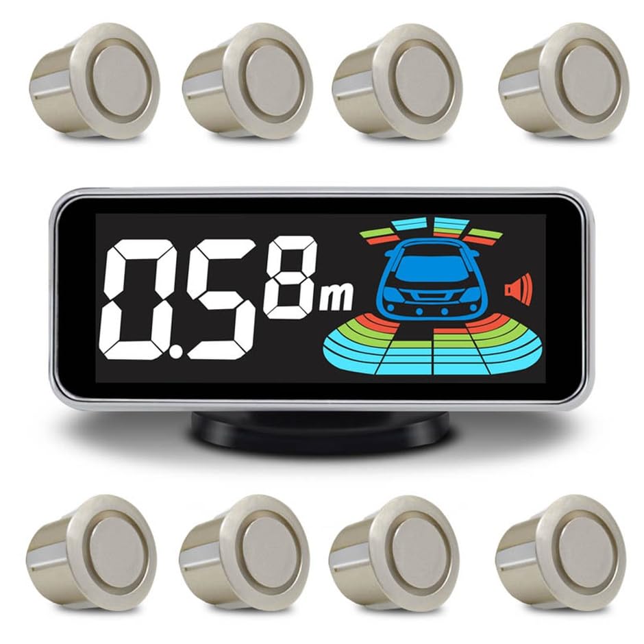 Car Parking Sensors Kit Reverse Radar parktronic System Auto Electronics Vehicle Back Assistant Reverse 8 Sensor (Golden) - color: Golden