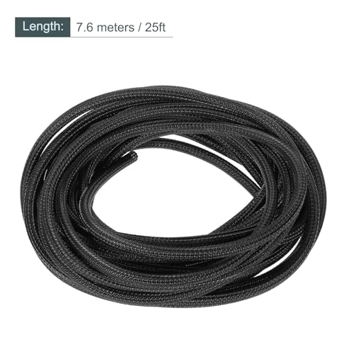MECCANIXITY Split Sleeve Wire Loom 3/16" 25Ft Black Self Wrapping Braided Sleeve UL94-V2 Fireproof PET Sleeving for Automotive, Home Cable Management - color: Black, size: 3/16 Inch x 25Ft