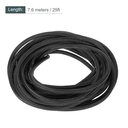 MECCANIXITY Split Sleeve Wire Loom 3/16" 25Ft Black Self Wrapping Braided Sleeve UL94-V2 Fireproof PET Sleeving for Automotive, Home Cable Management - color: Black, size: 3/16 Inch x 25Ft