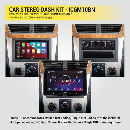 Scosche ICGM10BN Complete Double/Single DIN Stereo Installation Kit for Select Non-Amplified 2006-17 General Motors Vehicles - No Steering Wheel Remote - See Fit Guide in Images to Verify Your Vehicle - style: Class II Complete Kit