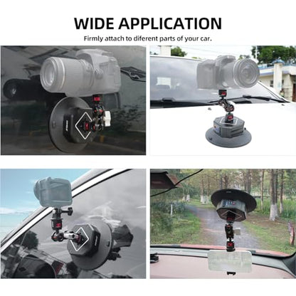 6in Electric Camera Suction Cup Mount Kit with Ball Head Magic Arm, CNC Machined Automatic Air Pump Vacuum Cup, Quick Release Car Mount Compatible with DJI OSMO Pocket 3 Insta360 iPhone - style: 6in / Electric