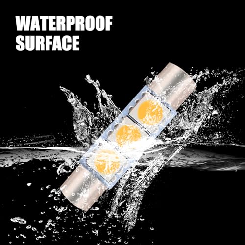 10 PCS T6 5050 Car LED Sun Visor Lights, 28MM 12V 300LM Super Bright Waterproof Vehicle Reading Light Bulb Replacement, Universal Automotive Roof Light Accessories (Warm White Light) - color: Warm White Light