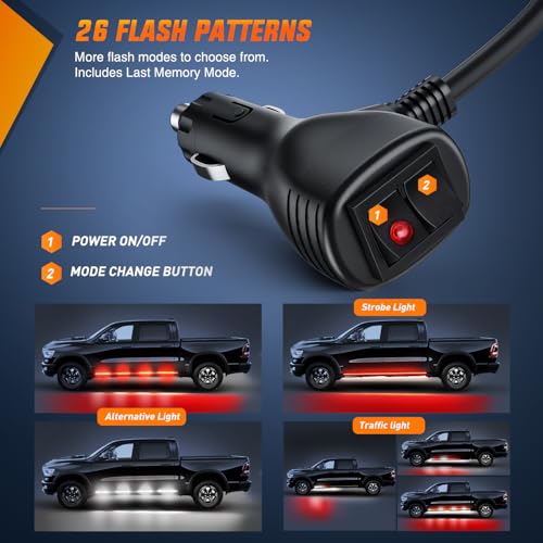 Nilight 2PCS 70 Inch Running Board LED Lights Strip Red White for Truck - color: Red White