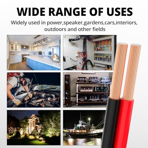 NAOEVO 16 Gauge Wire 2 Conductors, CCA Red Black Electrical Wire, 200FT - size: 200ft, style: 16AWG