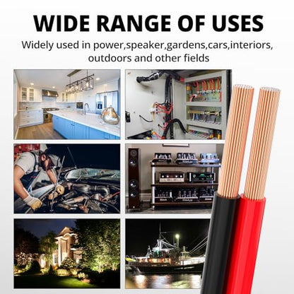 NAOEVO 12 Gauge Wire 2 Conductors, CCA Red Black Electrical Wire, 100FT - size: 100ft, style: 12AWG