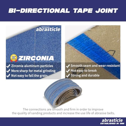 3/8" x 13" Zirconia Sanding Belts for Metal, 3/8 x 13 Inch Zirconia Metal Grinding Sand Paper, 36 PCS 6 Each of 60/80/100/120/180/240 Assorted Grits - size: 3/8" x 13" Assorted Grit(36 pack)